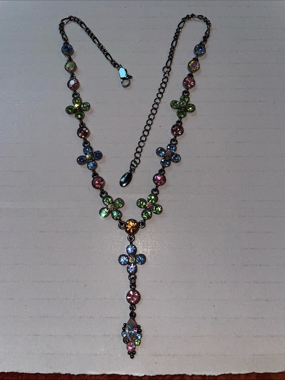 Edwardian Crystal Floral Necklace 17”